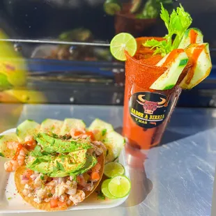 Friday Special...
    Fish or Shrimp Tostada &amp; A Clamato