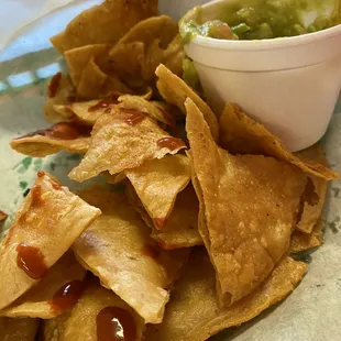 Tasty chips (with some hot sauce added by me)