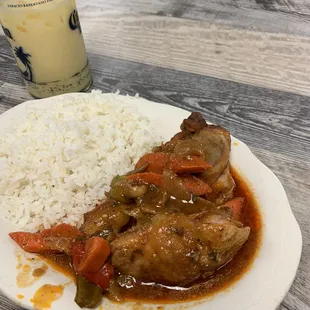 Chicken gravy and rice