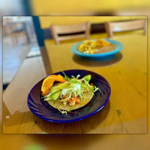 Shrimp taco with their special secret chipotle sauce.