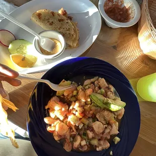 Ceviche and tacos de Cameron