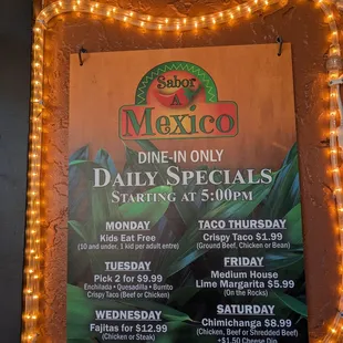 Daily specials
