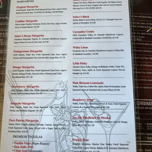 Sabor A Mexico Cocktail Menu
