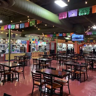 tables and chairs in a mexican restaurant
