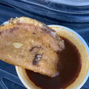 a piece of food in a bowl