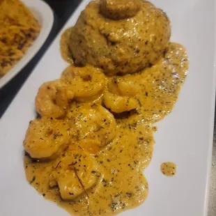 Mufungo with shrimp, food, but small portion