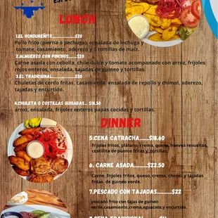 the menu of the restaurant