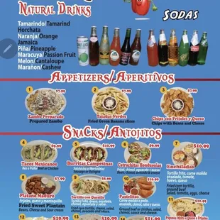 the menu of the restaurant