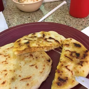 Pupusas revueltas(ground pork. Bean cheese mix)