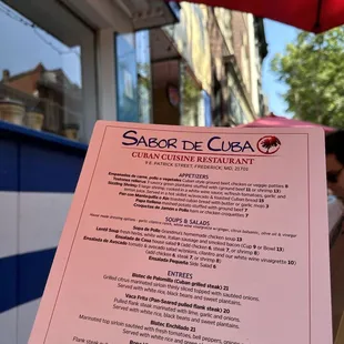 Menu on the patio