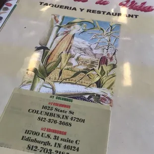 a menu for a mexican restaurant