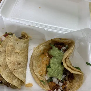 Pork carnitas taco Beef taco