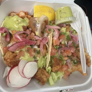 Fish and shrimp taco