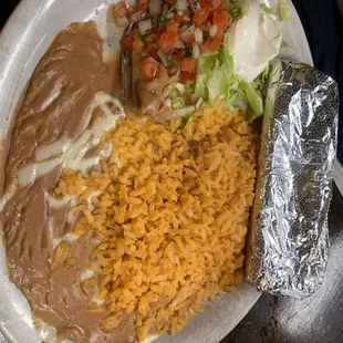 Rice, beans, tortillas to go with fajitas
