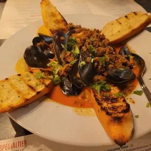 Mussels and chorizo