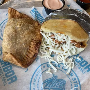 $8.49 Thursday special - arepa and Empanada