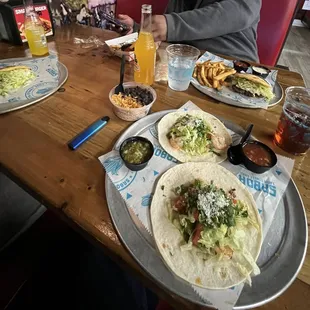 Taco and gordita and fries