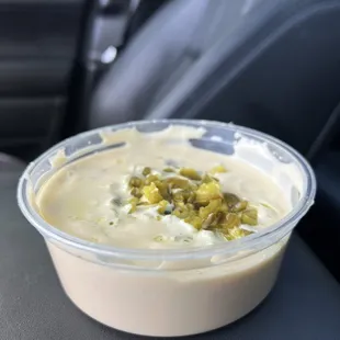 Queso w/jalapeños. Nothing particularly special about the queso honestly, but I did like the seasoning on the chips.
