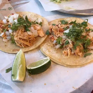 Shredded chicken tacos autenticos...  cilantro for the win!