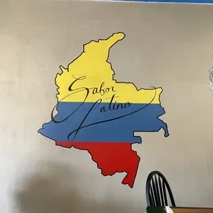 a map of colombia painted on a wall