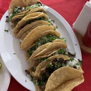 Steak Tacos, lots of onion and cilantro, they were okay!