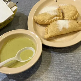 Ecuadorian Empanadas + Aji = hot sauce