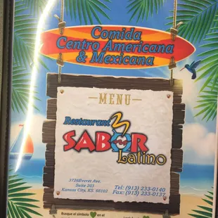 a menu for a restaurant