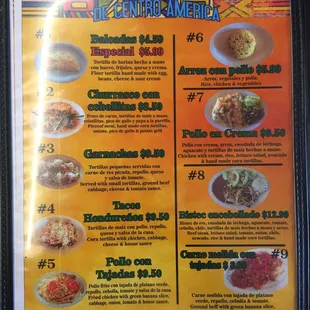 a menu for mexican cuisine
