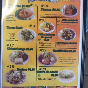 mexican food menu