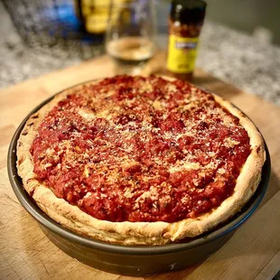 a deep dish pizza