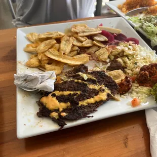 My husband either couldn't finished his food