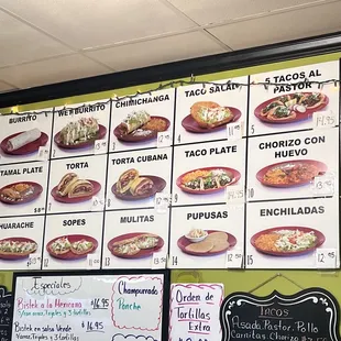 menus on the wall