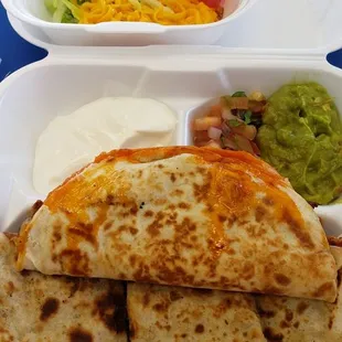 Supreme quesadilla with chicken taco and pastor quesadilla...
