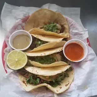 Beef tacos with handmade tortillas