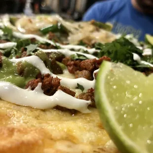 a close up of a pizza