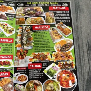 a menu for a mexican restaurant