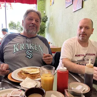 Huge burrito demolished, moving on to pancakes