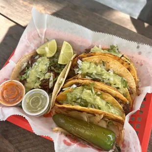 One barbacoa , 3 Birria tacos