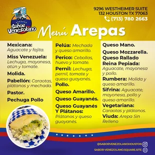 Menú de Arepas (Todas las Arepas 2/2)