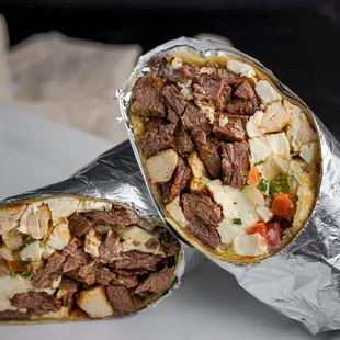 two burritos on a plate