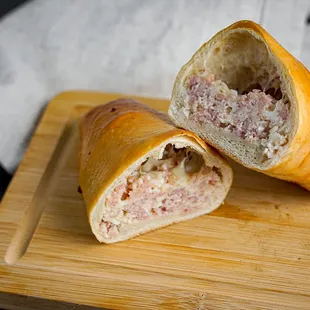 the inside of a bread roll