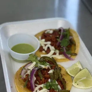 Chorizo tacos with cactus(nopales)