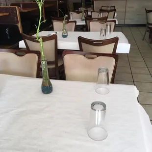 empty tables and chairs