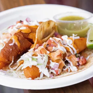 Ensenada Fish Taco (Beer Battered fish or shrimp tacos)