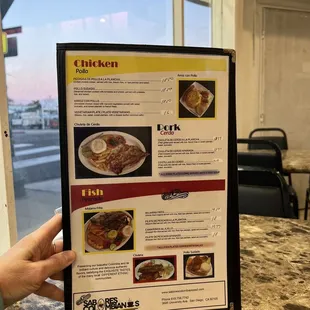 a menu in a restaurant