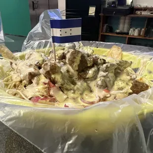 Carne asada con tajadas