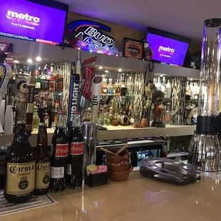 a bar filled with alcohol
