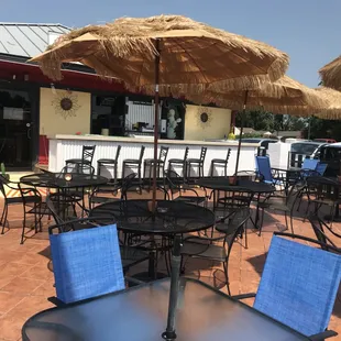 tables and umbrellas