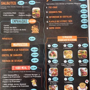 a menu for a mexican restaurant