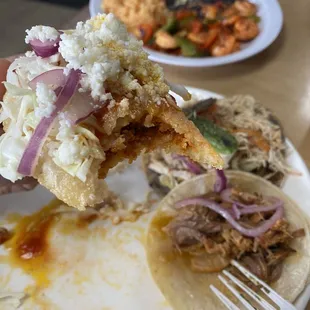 a plate of food and a fork